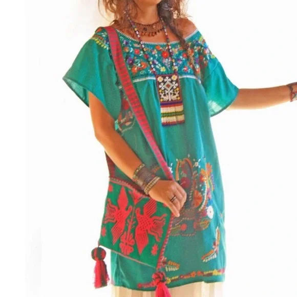 mexican dresses embroidered Embroidered Youth Dress: Navy Blue 6 main image 1